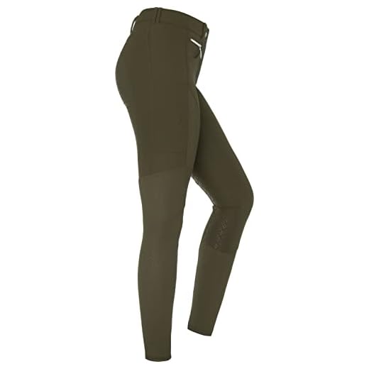 RIDERS CHOICE Pantalones de equitación para mujer con ribete completo de silicona, diseño de malla con bolsillo para teléfono móvil, Forest Night, 36