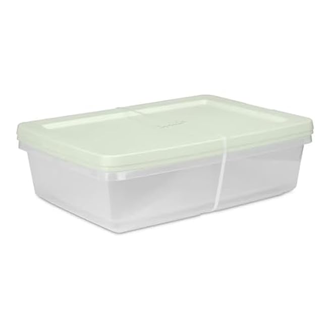 MARISH Set of 2 Clear Plastic 28 Qt Storage Boxes with Lids ¨C Stackable Underbed Containers for Clothes & Linens ¨C Soft Sea Color