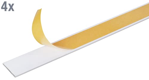 Alberts 424039 Flachstange | selbstklebend | Aluminium, weiß | 1000 x 30 x 2 mm | 4er Set
