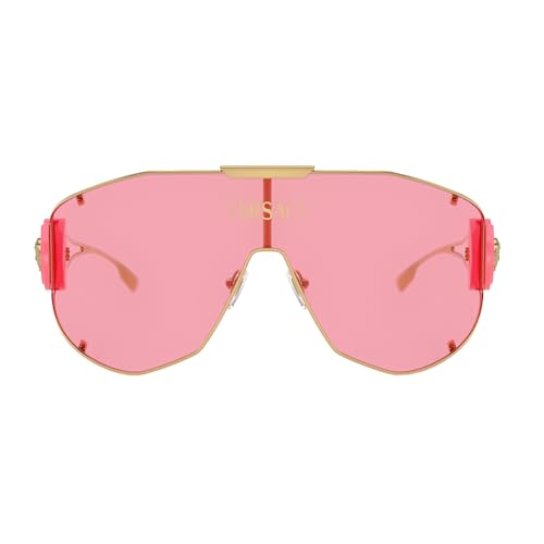 Versace VE 2268 100284 Gold Metal Shield Sunglasses Pink Lens2