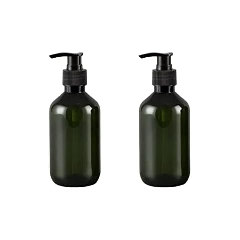 Muluo 10 Ounce/300ml Pump Bottle Dispenser, Empty Plastic Refillable Lotion Soap Shampoo Dispenser Containers with Pump, for Bathroom, Kitchen Sink, Lotion, Hand Soap Dispenser, 2-Pack Green Cover