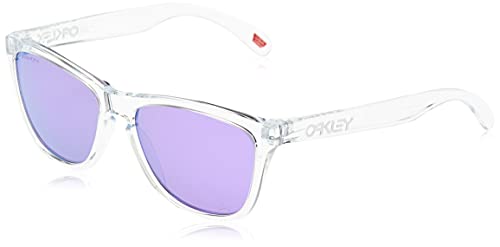 Oakley OO9013 Frogskins Square Sunglasses, Polished Clear/Prizm Violet, 55 mm