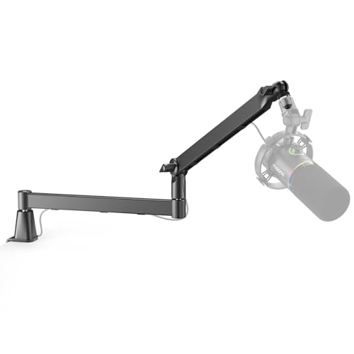 Image of Microphone Boom Arm, Low Profile Mic Arm Stand with Cable Management Channels, Desk Mount Clamp, Fully Adjustable, Heavy Duty Mic Stand for Podcast Streaming Gaming Studio(BA60 Black)