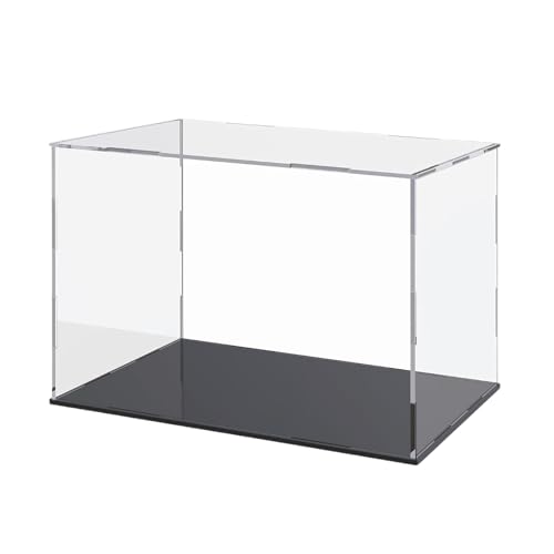 Image of Premium Acrylic Display Case for Collectibles, Action Figures & Toys | Transparent Dustproof Display Box with Black Base (12 inch L x 8 inch W x 8 inch H)
