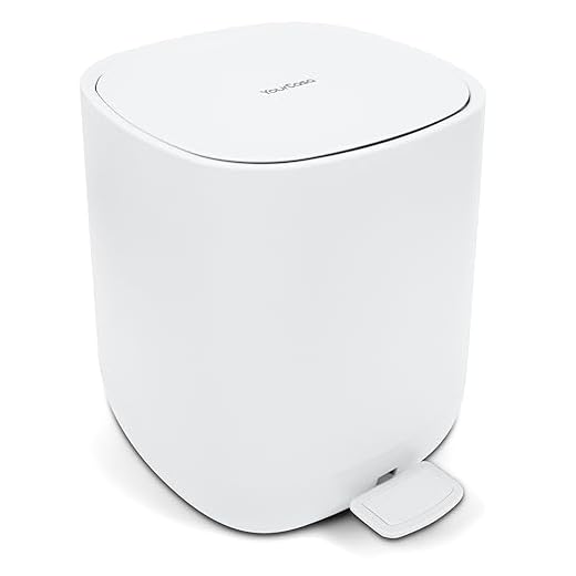 YourCasa® Poubelle salle bain [5L] Design élégant pour salle de bain ou cuisine - Poubelles salle de bain poubelle toilette wc - Poubelle design à pédale avec couvercle et fermeture amortie (Blanc)