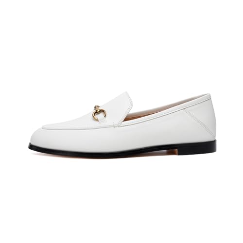 Image of Vertundy Loafers for Women White Penny Loafer Comfortable Slip On Dressy Casual Business Work Office Shoes
