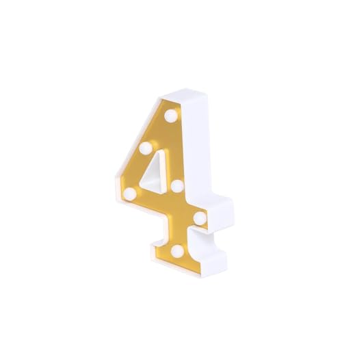 Image of Efavormart 6 inch Gold Marquee Number 4, Mirror Front Warm White LED Light Up 3D Sign, Battery Operated 72H Glow for Wedding Party & Wall Decor