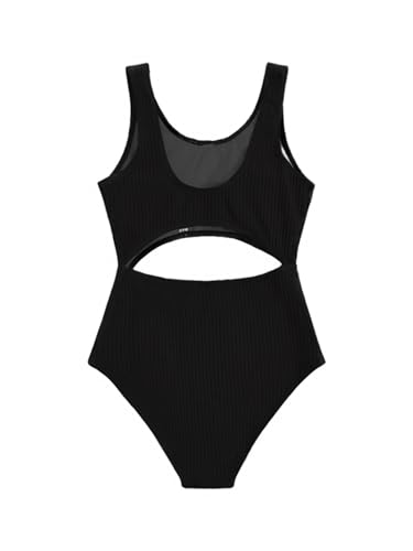 Milumia Girls Swimsuit One Piece Cut Out Bathing Suit Rib Knit Bikini Swimwear Size 9-14Y2