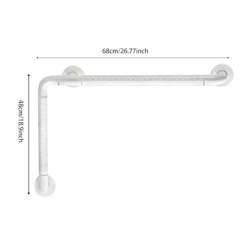 Barra de agarre en L para baño de acero inoxidable blanco 7