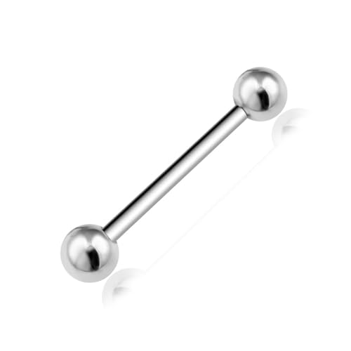 Elfex Anéis de língua de titânio G23 14G Anéis de mamilo para piercing de halteres retos 12 mm 14 mm