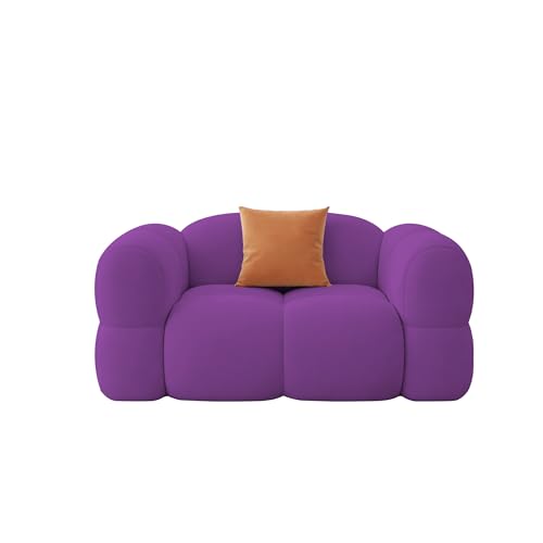 Image of Casaliving Vetras Modern Velvet Bubble Cloud Sofa, Tufted Design Upholstered 1 Seater Sofa Set for Living Room, (Purple Colour) Premium Velvet Fabric Sofa