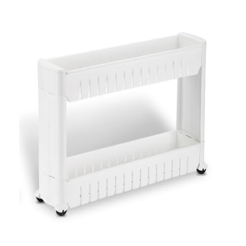 Auyyhui キッチンワゴン・キッチンラック スリムタイプ 隙間収納・省スペース 幅 9cm キャスター付き ランドリー・台所用品用 (2階43*9*50cm)