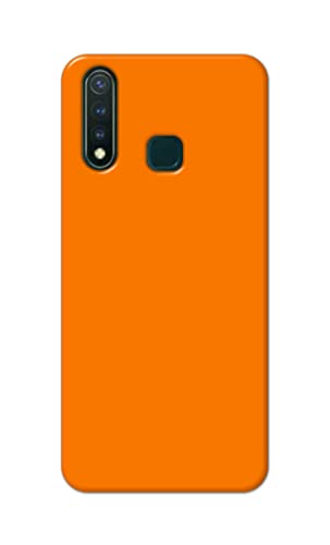 Image of Plain Orange Hard Back Case Cover for Vivo Y19 / Vivo U3 (6.53 inch) Back Cover -(J5) VNS2229