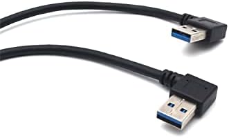 Antrader USB 3.0 Type A 90 Degree Male to Straight Female Data Converter Adapter Cable Black Left & Right 2 Pairs