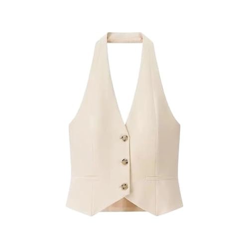Camiseta sin mangas para mujer estilo informal de verano con cuello en V y botonadura simple