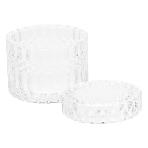 WEKADRIN Tarro de Vidrio Transparente Multifuncional con Tapa Almacenamiento para Joyas y Velas Diseño Elegante con Bordes Redondeados para Cocina y Tocador