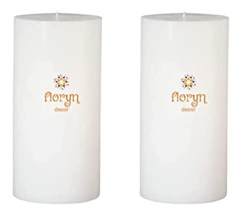 Image of Floryn Decor White Pillar Candles Set of 2 | Smokeless | Odourless | Dripless | Long Burning Candle (Combo of 2) (3 by 6 inches)