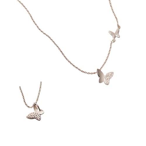 Collier papillon argent 925 sterling de haute joaillerie avec pendentif pur fini main