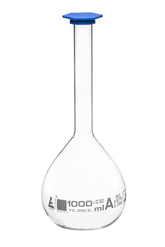 Bouteille volumétrique verre borosilicate 1000 ml récipient jaugé laboratoire Eisco Labs