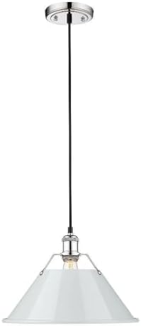 Golden Lighting 3306-L CH-DB Orwell - 1 Light Large Pendant-10 Inches Tall and 14 Inches Wide, Finish Color: Chrome, Shade Color: Dusky Blue, Installation: Traditional