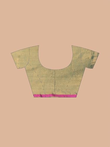 Image of Women's Tissue Cotton Saree | Plain Lightweight Tassel Pallu Saree with Blouse