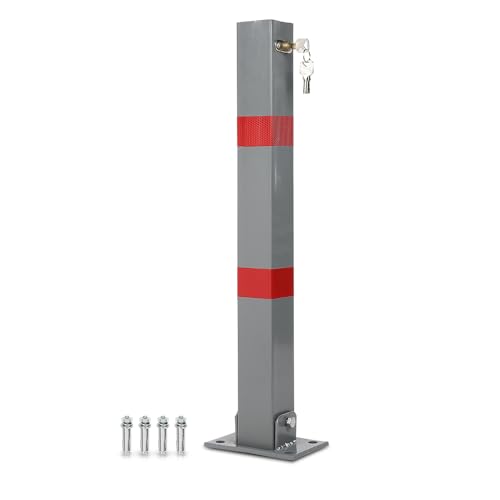 CHEDA Folding Parking Barrier Lockable Car Bollard Driveway Car Safety Security Post Silver