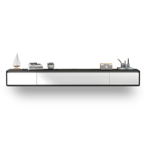 FENOKD Floating TV Shelf with 2 Drawers for Bedroom and Living Room Storage Gray 140cm (Grey 140cm)