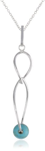 Amazon Collection Sterling Silver Petal Twist Turquoise Pendant Necklace, 18