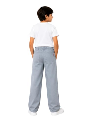 Image of Boys Silver Baggy Fit Denim Jeans | Korean Style Loose Fit Elastic Waist Band