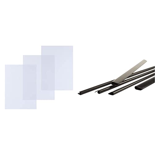 Pavo Boîte de 100 Couvertures de reliure en polypro 200 microns A4 Transparent & Lot de 25 Baguettes à reliure 3 mm Noir