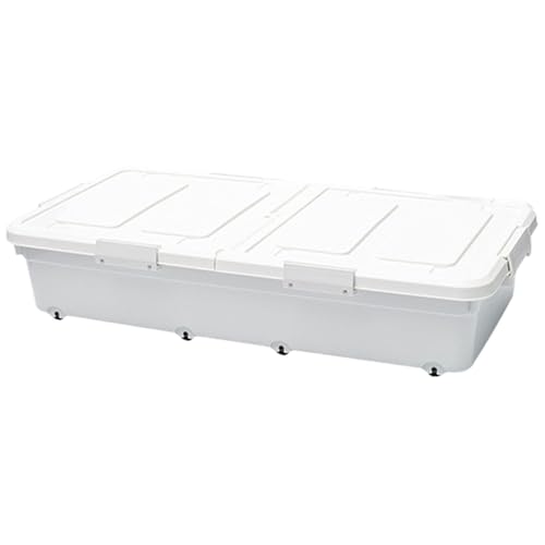 Ioensy Contenedor Bajo Cama Almacenador de Ropa Zapatos Cajón Organizador con Ruedas y Tapa de PP Apertura Doble Adecuado para Dormitorio Guardarropa Sala, Corto