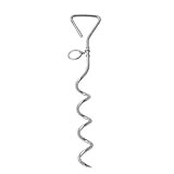 WePet Dog Tie-Out Stake, Durable Silver Spiral Anchorstake, Secure Outdoor Tethering for All Cable Leash Chain, Camping Yard, Rust-Resistant, Easy Installation, Medium, 16 Inch