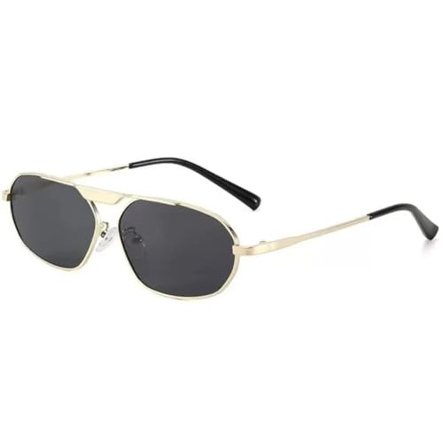 Lunettes de soleil ovales de luxe à monture métallique punk vintage