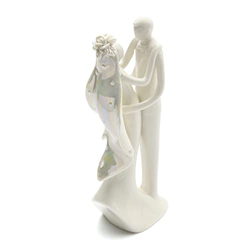Oneplace Gifts A Love Promise Bride Groom Wedding Couple Cake Topper Engagement Anniversary Keepsake, Pearl White Porcelain, 6.3Inch #TOP1