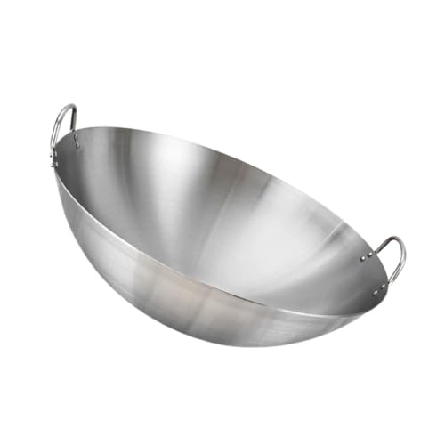 Wok de acero inoxidable con doble asa y borde liso miniatura 1
