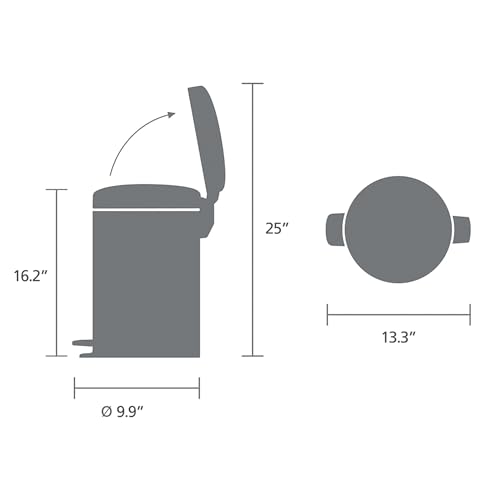 Image of Brabantia NewIcon Pedal Bin 3.2 Gallon /12L (Soft Gray), Soft-Closing Kitchen Garbage Can, Step-On Trash Can with Removable Inner Bucket, PerfectFit Trash Bag Pack Included