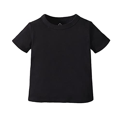 Image of OPAWO Unisex Infant Baby Crew Neck T-Shirt 4 Pack Toddler Short Sleeve Solid Color Tees Shirts for Boys Girls 6 Months-5T