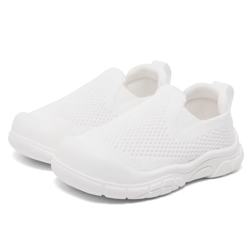 Tianohoh Baby First Walking Shoes Toddler Boy Girl Socks Non Slip Breathable Infant Wide Slippers Slip On Sneakers White 15 18 Months