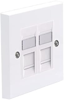 RJ45 Socket Cat6, LEENUE Double Socket RJ45 Network Wall Plate 2 Port with Keystone Jack, White