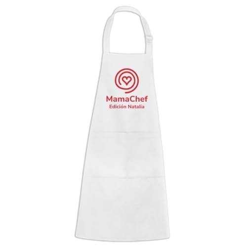 DEREGALOOS Delantal Personalizado Regalo Día de la Madre. Mandil Cocina con Doble Bolsillo Frontal. Cinta Cuello Ajustable para Chef y Repostería. Sarga Resistente. Lavable y Reutilizable