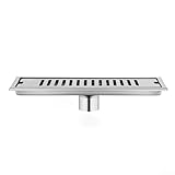 Durashmall Langer Duschablauf aus Edelstahl 304, geruchsdicht, großes Fassungsvermögen, Badezimmer-Abfluss für 40 mm, 50 mm, 75 mm Rohre, gebürstetes Chrom, Schwarz, Goldgrau (gebürstet, 40 cm)