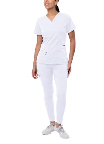 Adar Pro Flawless Plus Scrub Set for Women - Elevated V-Neck Top & Jogger Scrub Pants
