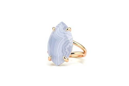 Bague agate marquise en or rose bague sur mesure sans nickel
