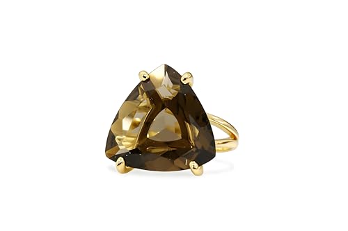 Bijoux en quartz fumé bague femme or 14k fait main vintage
