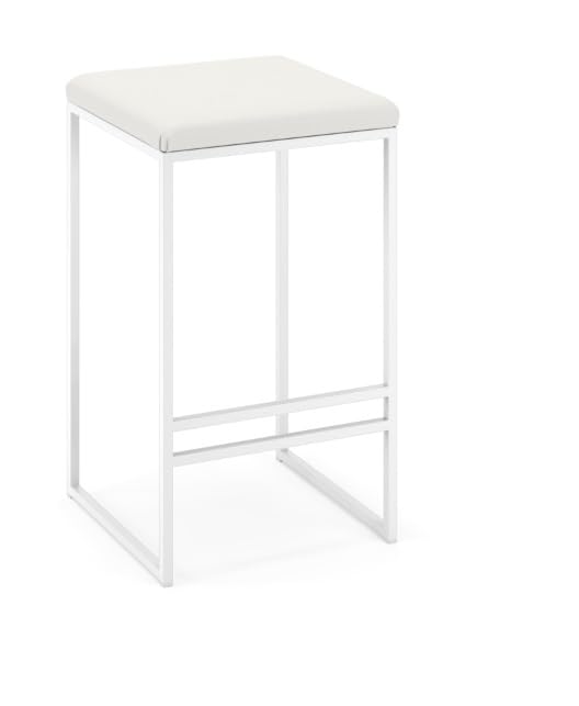 INDIDECOR 61512 Modern White Bar Stool with White Cushion Counter high Stool Heavy Breakfast Chair Suitable for Bars, Kitchens Counter Chair (Color : White, Size : 66cm/26in)