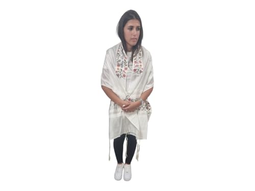 New Elegant Tallit for Women - Full Floral Embroidery Prayer Shawl Set - Artificial Silk Polyester - 78"x20" - Jewish Gift2