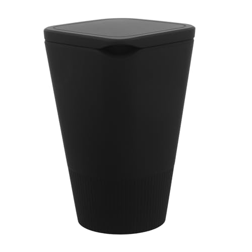Poubelle de voiture noire avec couvercle en silicone POPETPOP compacte