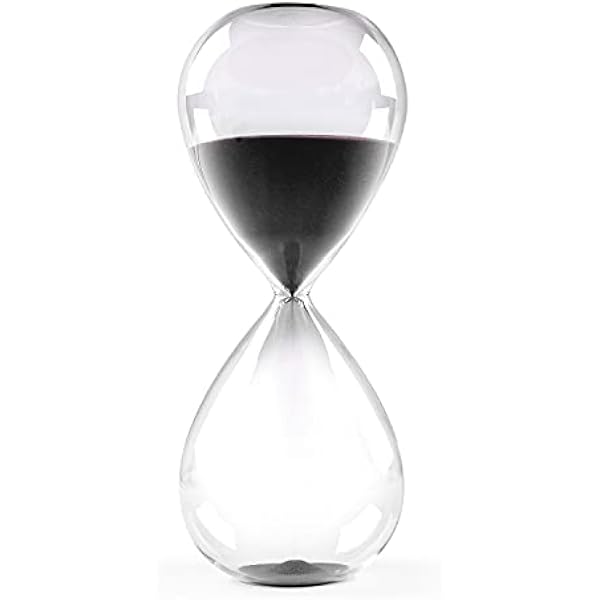 Klepsydra, 30 minut klepsydra, czarny piasek, szklana dekoracyjna klepsydra, średnia klepsydra do domu, na biurko, klasę, biuro, dekoracja ślubna