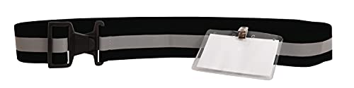 Reflective Elastic Belt with ID Holder-Black