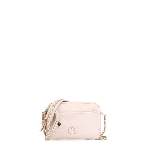 Design Elegante: La borsa per fotocamera è caratterizzata da un design alla moda con logo embossed su tutta la superficie in rosa, perfetta per le giovani donne appassionate di fotografia